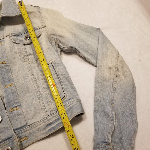 Light Wash Denim Jacket US 4 Cropped Fitted Divided H&M X-Small Women's Top - Picture 5 of 6